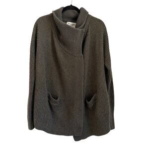 Abercrombie & Fitch Asymmetrical Cardigan Sweater, Dark Olive Green, Size Small